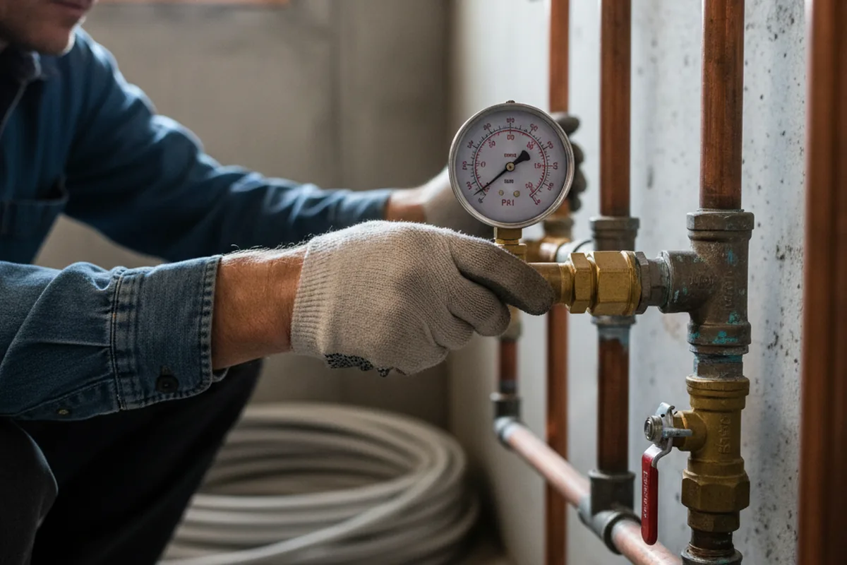 Pressure testing a repaired line during Water Line Repair in Swampscott